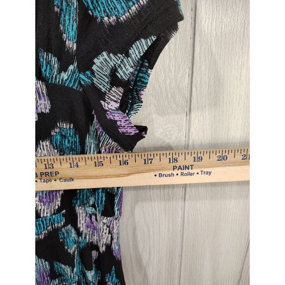 Madison Floral A-Line Dress Women's Square Neck Lined Stretch Size L Business - Picture 6 of 7